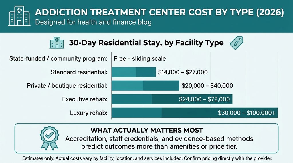Addiction Treatment Center Cost by Type in 2026